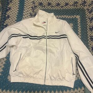 Nike White Track Jacket with Black Stripe Detail
